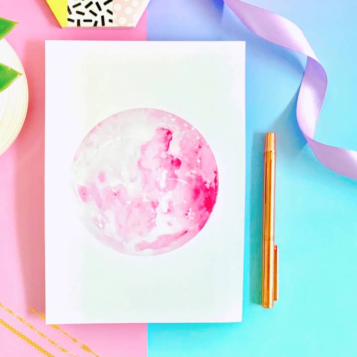 Pink Moon Art Print for wholesale by CoconuTacha