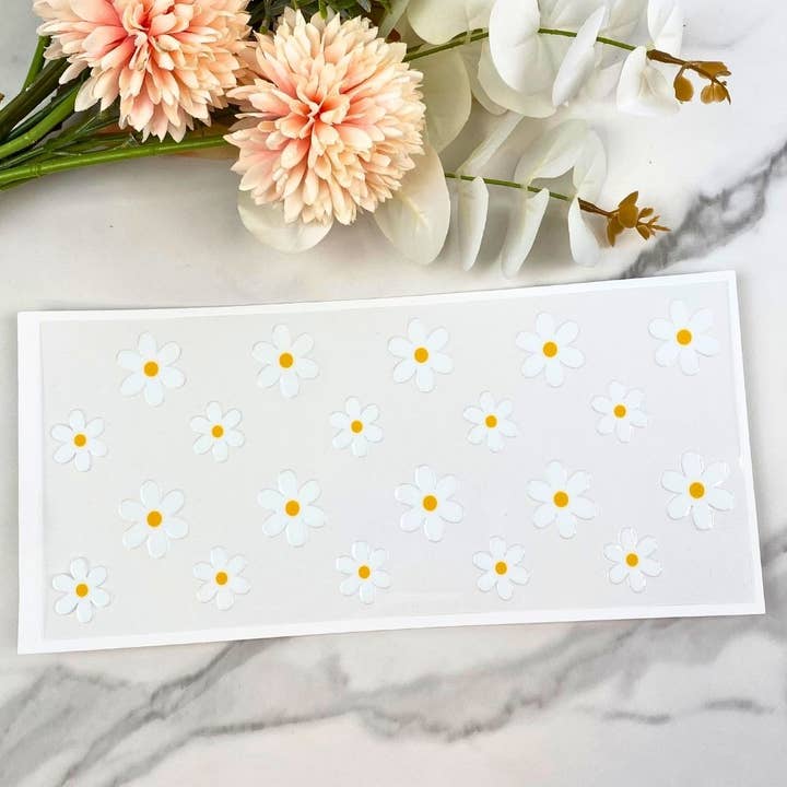 Simple White Daisy | 16 oz UV DTF Wrap for wholesale by HKS Custom Designs