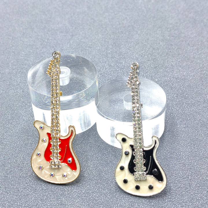 Mio Queena - Wholesale Brooch - Rhinestone Enamel Rock and Roll Guitar Brooch