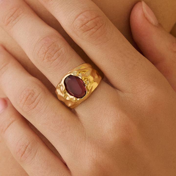 Agapée Jewelry - Wholesale Cocktail/Statement Ring - Carmen Rosewood Ring | Jewelry Gold Gift Waterproof1