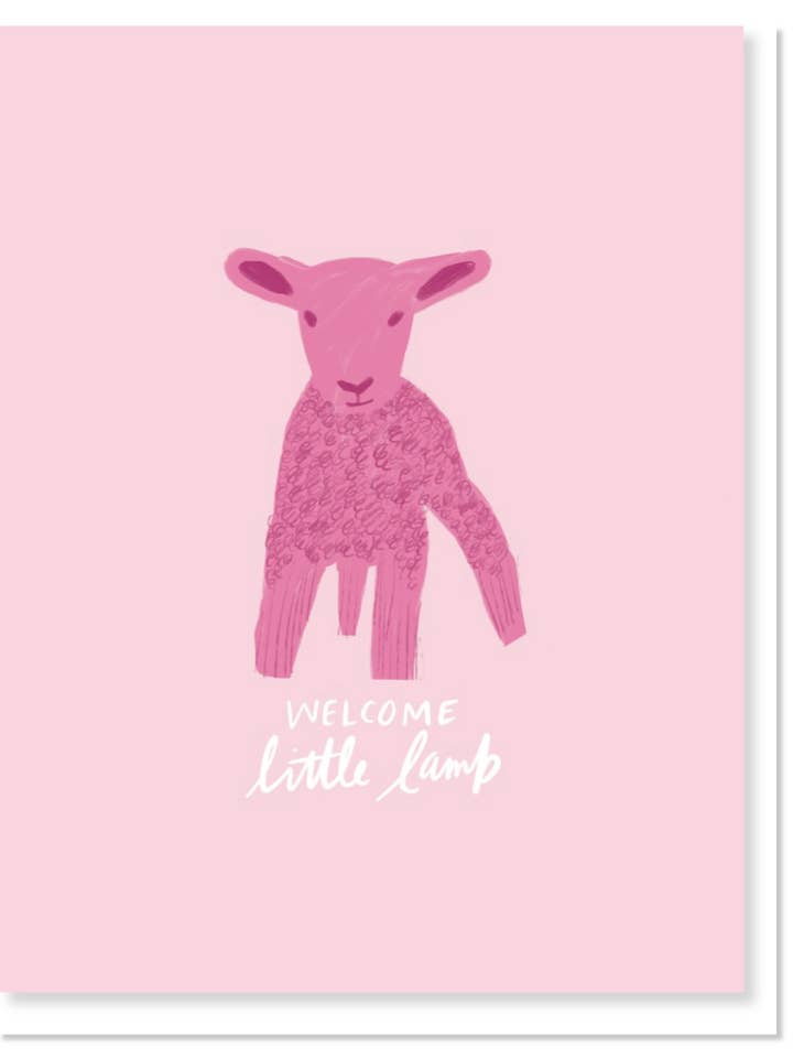 Welcome Little Lamb Pink A2 Card for wholesale by Thimblepress