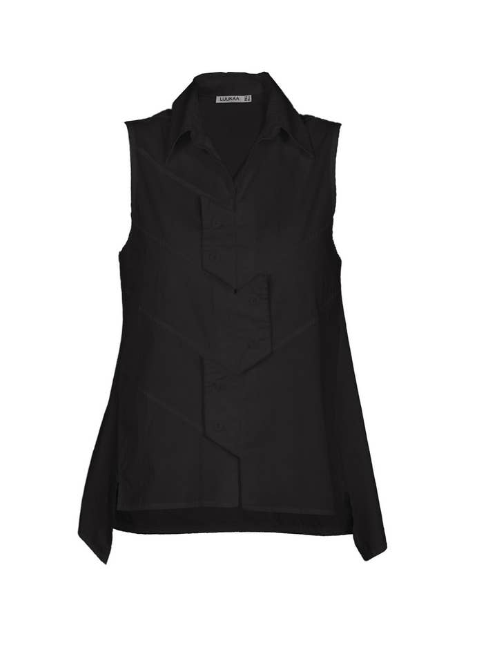 Avantgarde Design5 - Venta al por mayor Túnica - Mujer - Túnica asimétrica de algodón negro Luukaa