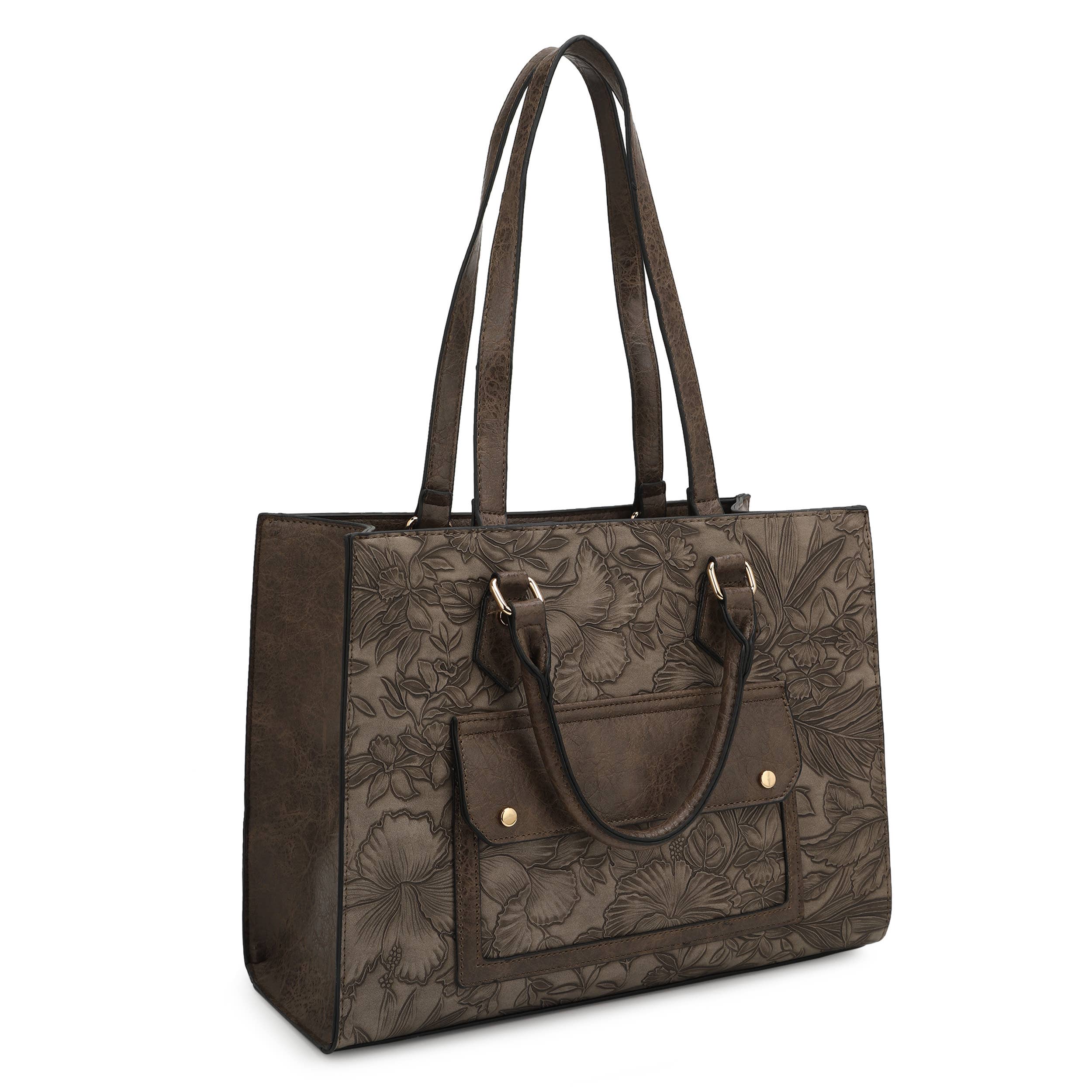 KAYLA+AVA - Vendita all'ingrosso Borsa tote - Donna - Set di borse tote con motivo floreale in rilievo Margaret Hibiscus3