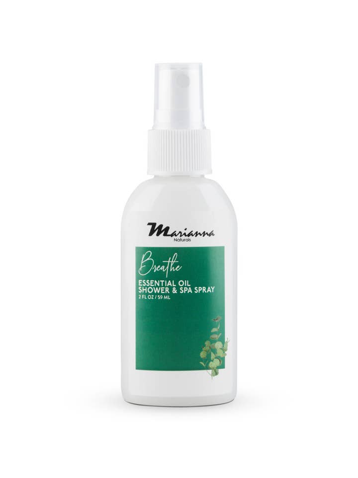 Breathe Essential Oil Shower and Spa Spray 2oz for wholesale by Marianna Naturals Corp.