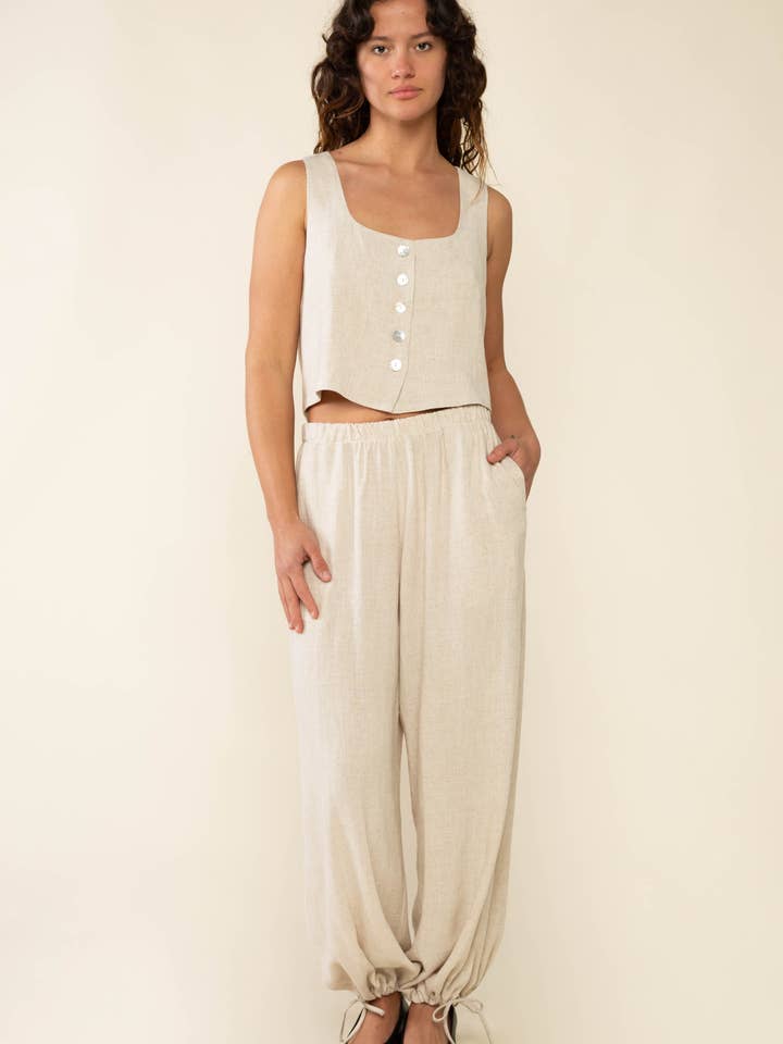 NLT - Vendita all'ingrosso Pantalone - Donna - Pantaloni in lino con orlo con coulisse - Plus Size4