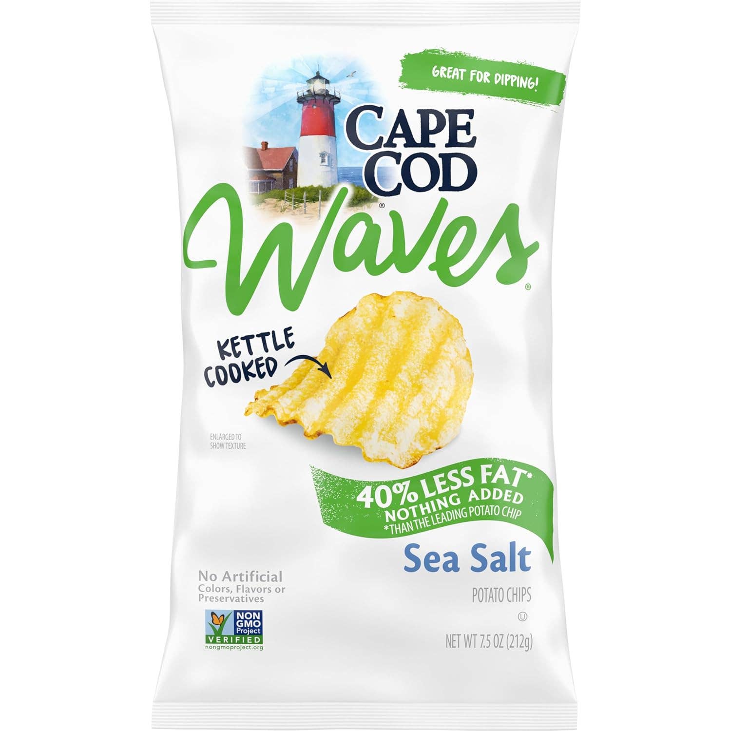 L&F Universal Goods - Vente Chips - Vagues de Cape Cod 40 % moins de matières grasses Sel de mer 12/7,5 oz0