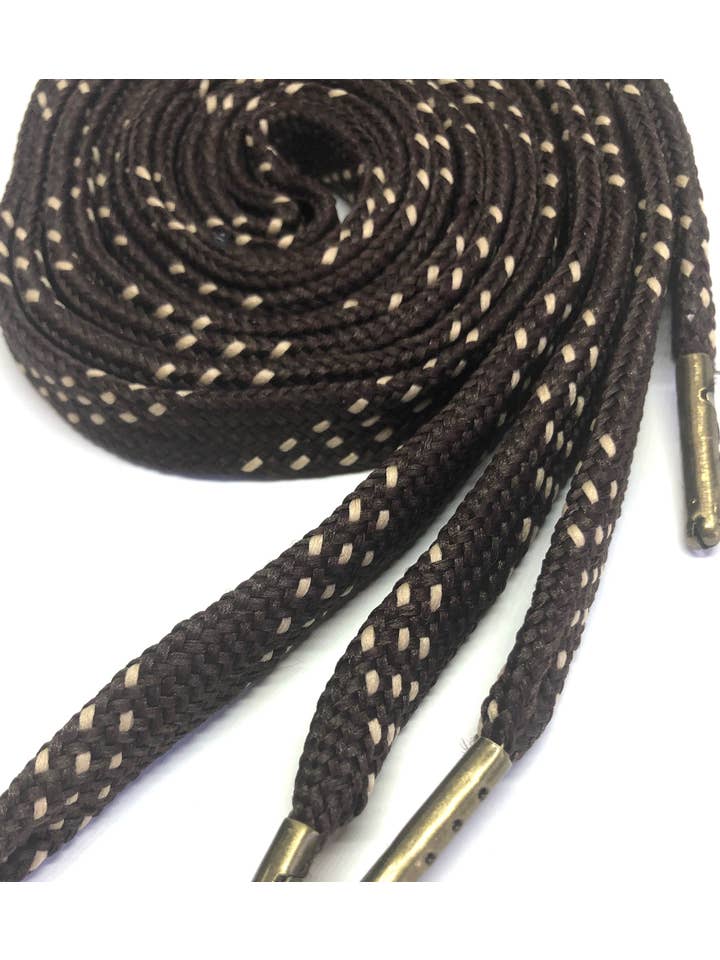 The Shoelace Factory - Wholesale Shoelaces - Unisex - Premium Flat Brown w/Tan Accents Classic Shoelaces