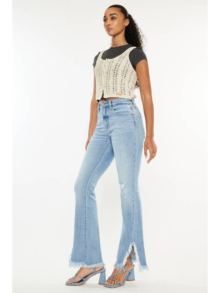 LIGHT OPEN PACK HIGH RISE LEG DISTRESS BOOTCUT JEANS-KC9349L for wholesale on Faire1