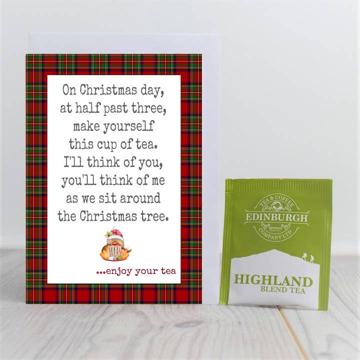 Scottish Tartan Christmas tea bag card for wholesale by Smith & Ross Designs