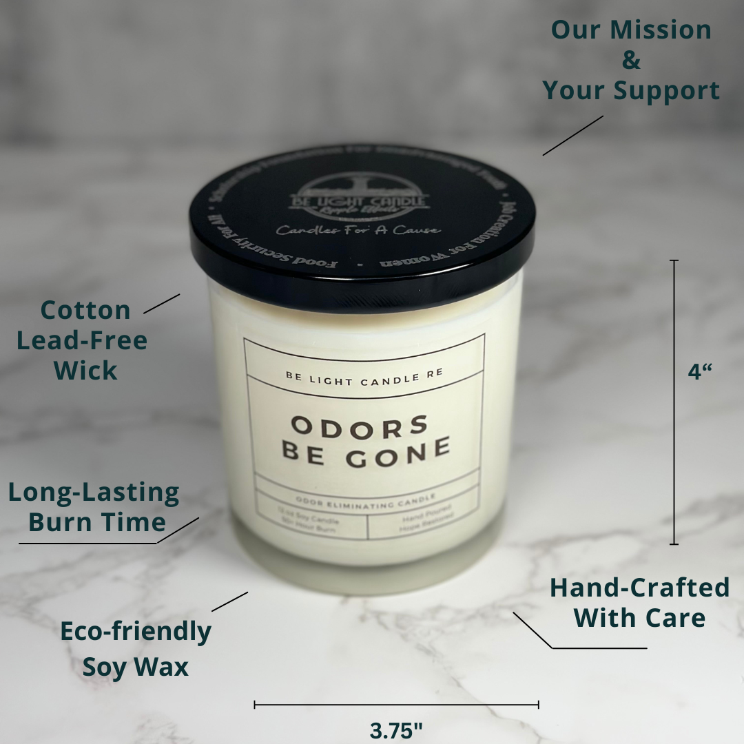 Be Light Candle RE - Wholesale Jar/Filled Candle - Odors Be Gone, 12oz Soy Candle | Odor Eliminating Candle1