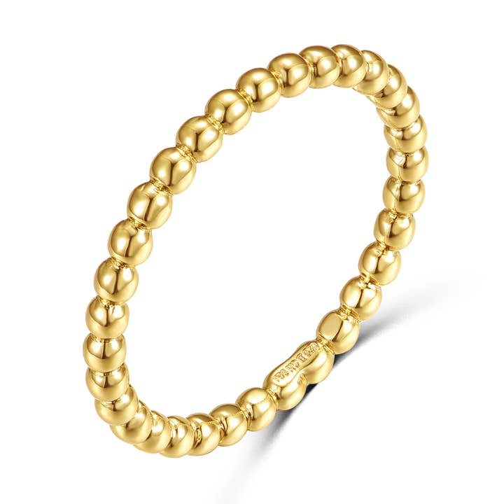 14k Yellow Gold Plated Beaded Stacking Ring Wedding Band for wholesale by Rachel Glauber
