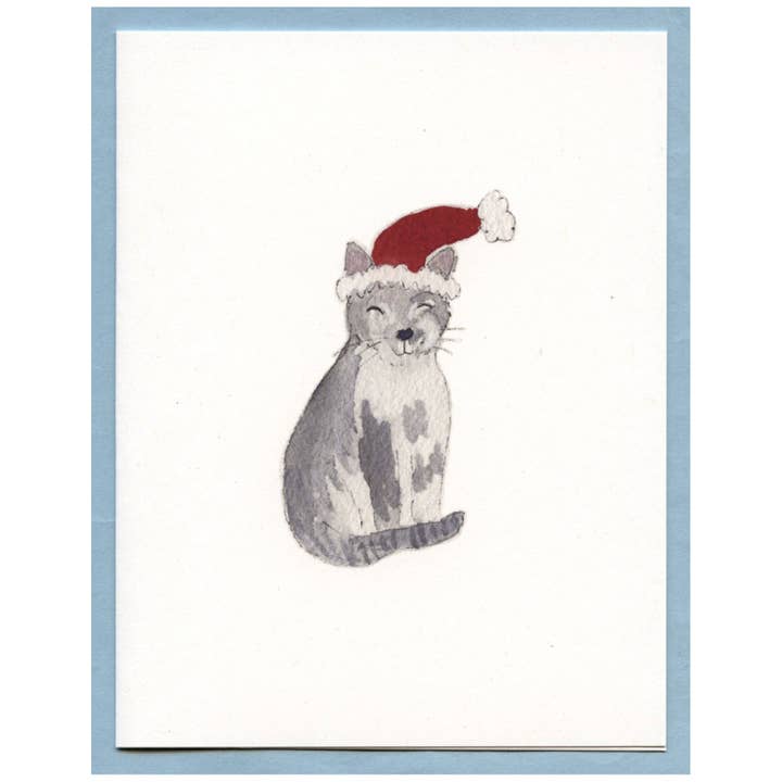 Stormy Santa Kitty - Blank Card for wholesale by Zucchini Fish