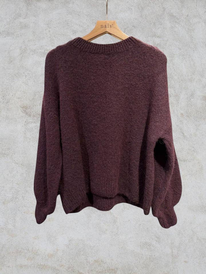 Rundhalsad tröja med ballongärmar i superfin alpacka för wholesale av NAÏS PARIS