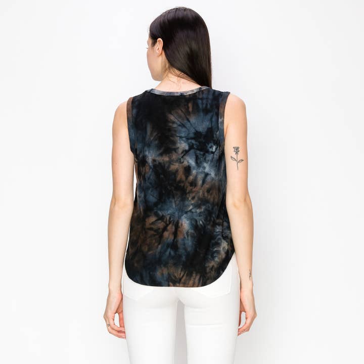 Coin 1804 - Wholesale Tank Top - Women's - TIE DYE COZY CURVED HEM TANK TOP