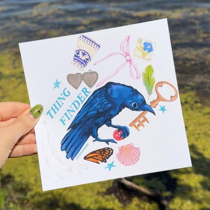 Impresión artística caprichosa de cuervo trinket buscador de cosas. para venta al por mayor de LadyBeatificsBugs