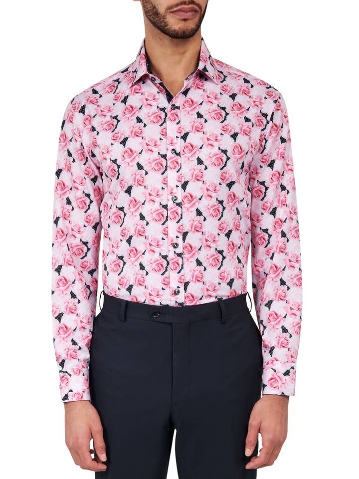 Rose Flower Dress Shirt for wholesale by Society of Threads