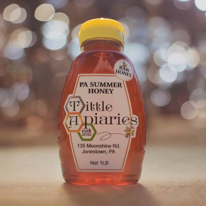 Raw PA Summer Honey - 1 lb Plastic Squeeze Bottle for wholesale by Tittle Apiaries, LLC