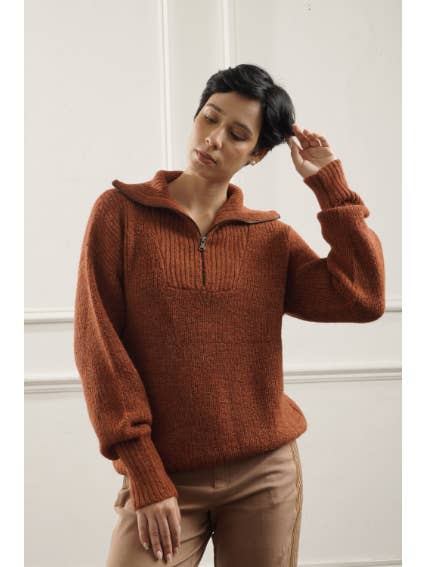 Alpaca Collections - Wholesale Knit Sweater - Women's - Kim Half Zip Baby Alpaca Sweater
