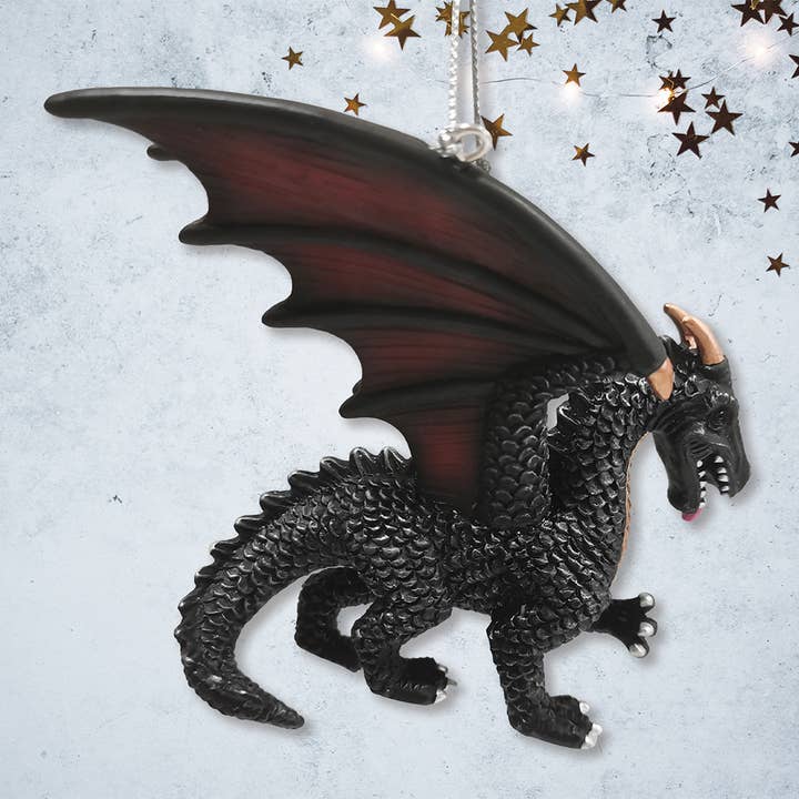 OrnamentallyYou - Wholesale Ornament - Fierce Mystical Black Dragon Ornament, Mythical Creature