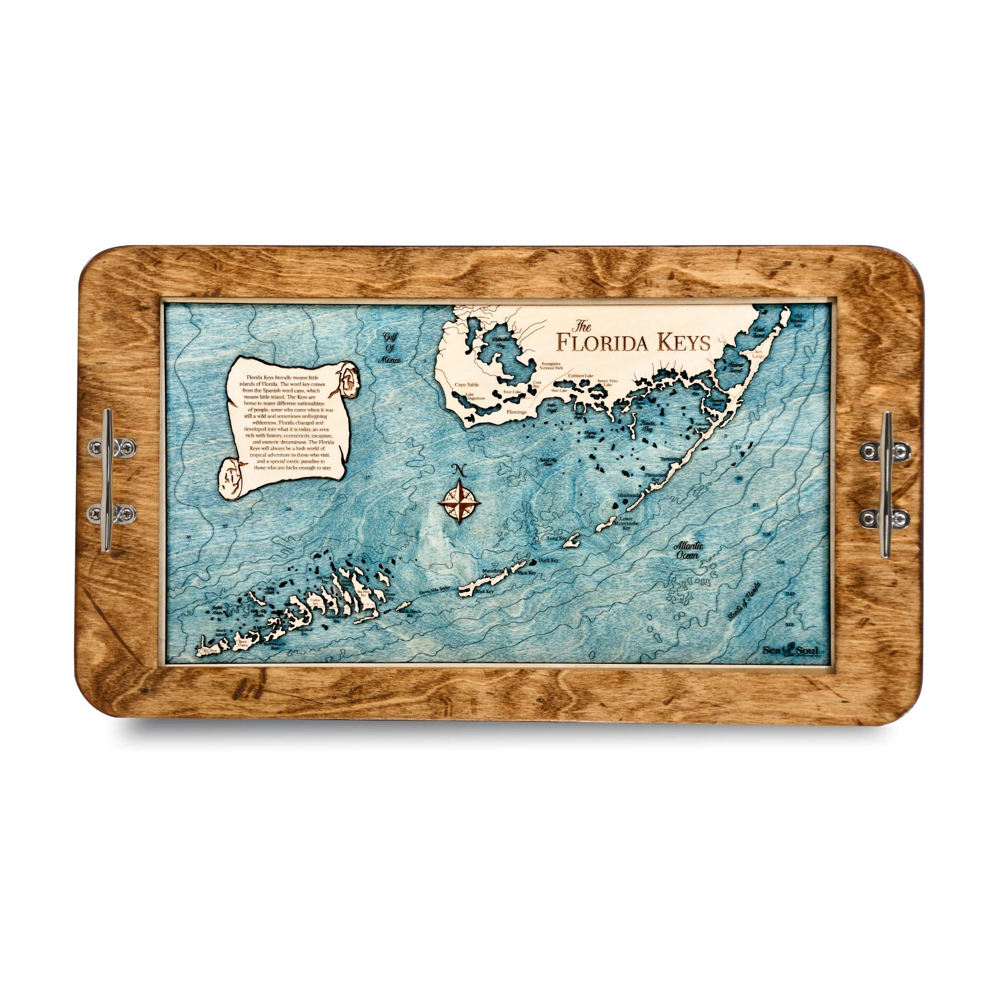 Sea & Soul Nautical Chart Art – Großhandel Serviertabletts – Küsten-Florida Nautische 3D-Holzkarte Serviertablett & Wandkunst10