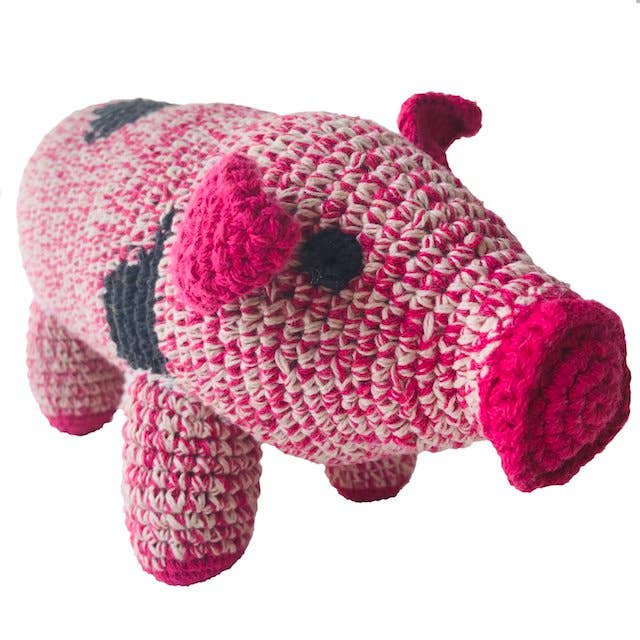 Luna-Leena  - handmade in Nepal - Wholesale Knuffels - Kinderen en baby - decoration pig -  pink -  hand crochet in organic cotton0