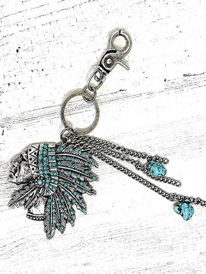 Chief Turquoise Keychain for wholesale by Artini Accessories