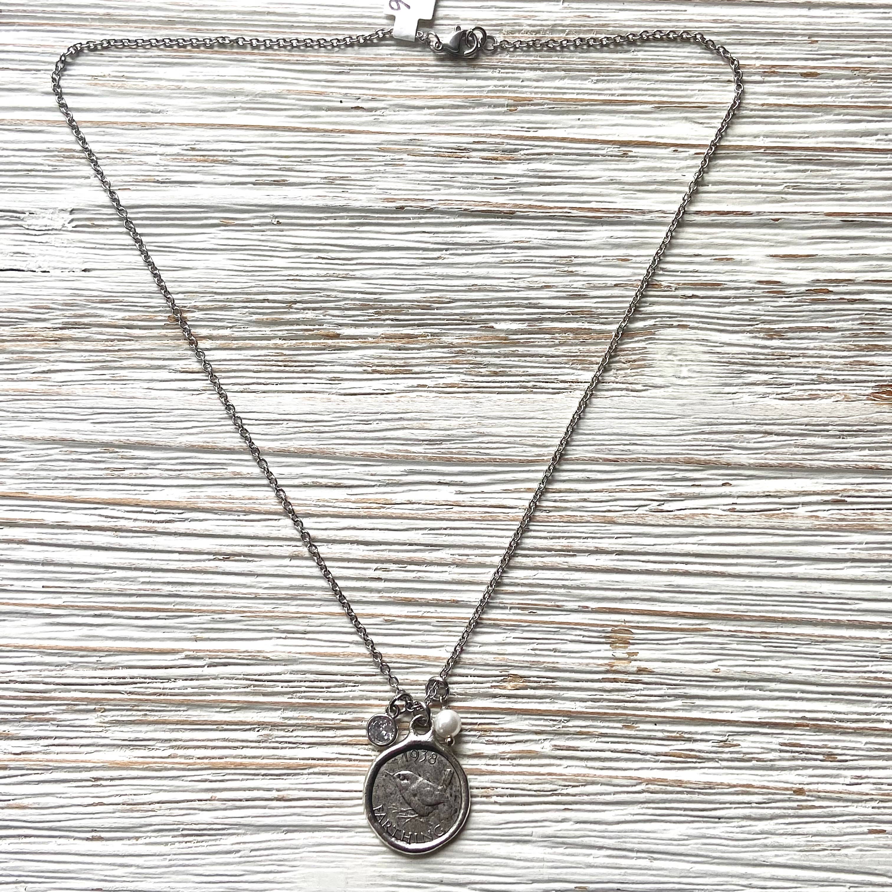 VB&CO Designs Handmade Jewelry - Wholesale Pendant/Charm Necklace - English farthing coin necklace silver England royal family3