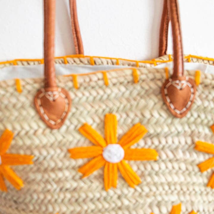 DarKech - Wholesale Beach Bag - French Market Basket with Leather | Beach Bag, Shopping Tote