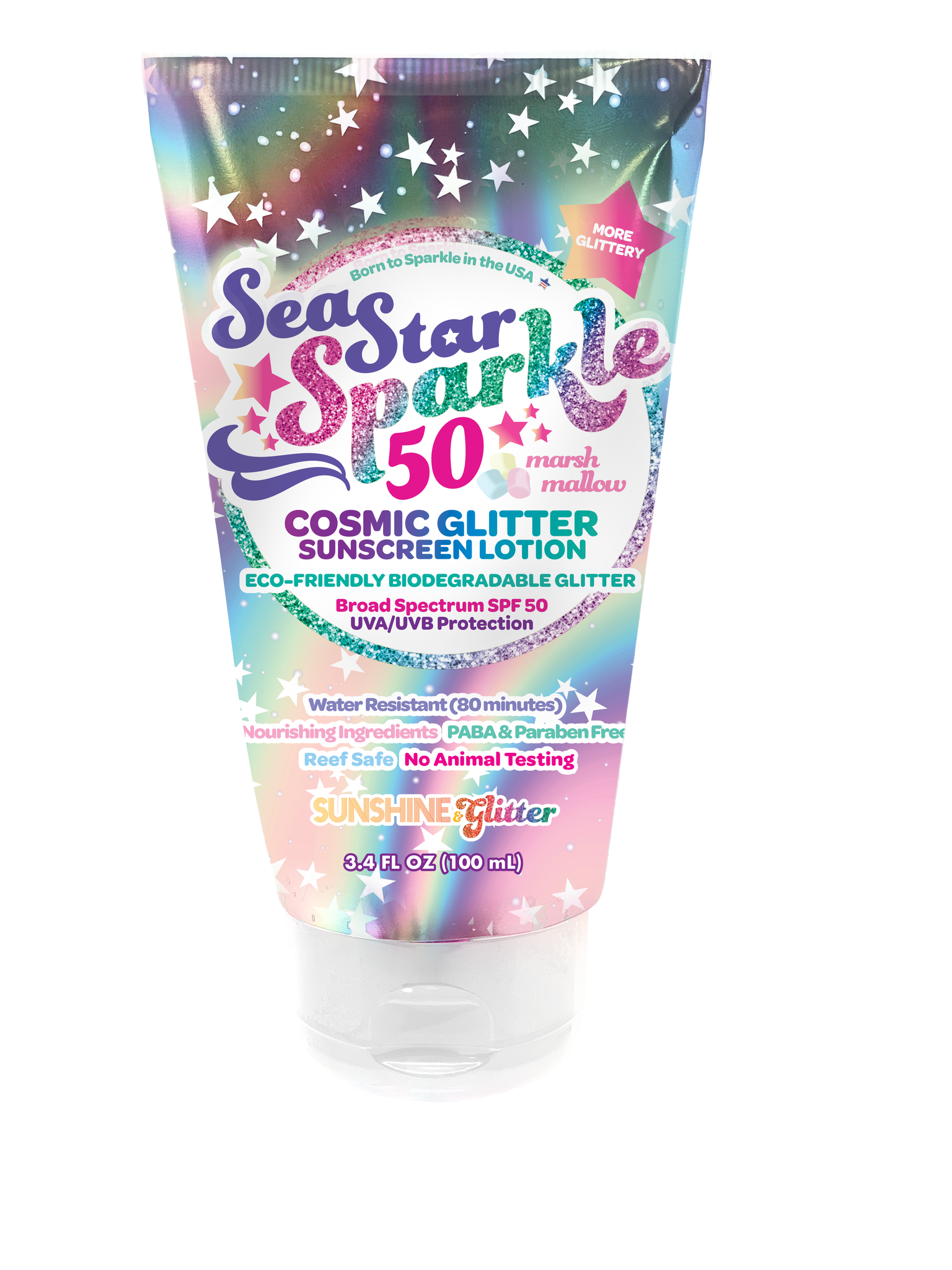Sunshine & Glitter - Wholesale Sunscreen - Sea Star Sparkle Cosmic Stardust SPF 50 Glitter Sunscreen3