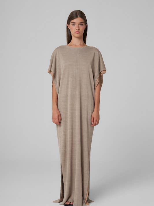 Mink DANA linen kaftan dress for wholesale on Faire2