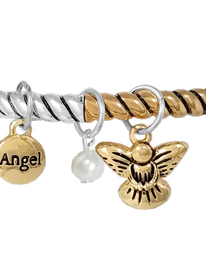 IDEELL - Silver/Guld Stretch Armband W/Ängel Charms för wholesale av Accessorize Me