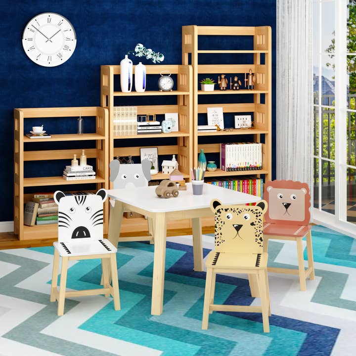 39F Inc. - Wholesale Chair - Kids - Kids Table and Chair Set with Cartoon Animal Backs, 5-Piece6