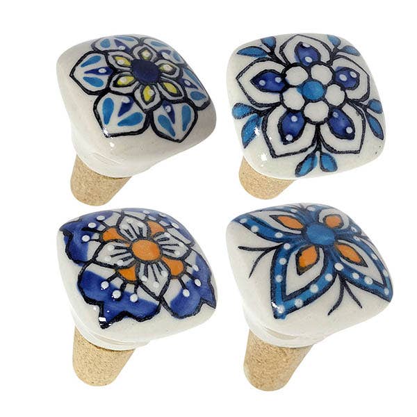 JUMI – wholesale Vinkork – Assorterade fyrkantiga keramiska flaskproppar med blommönster0