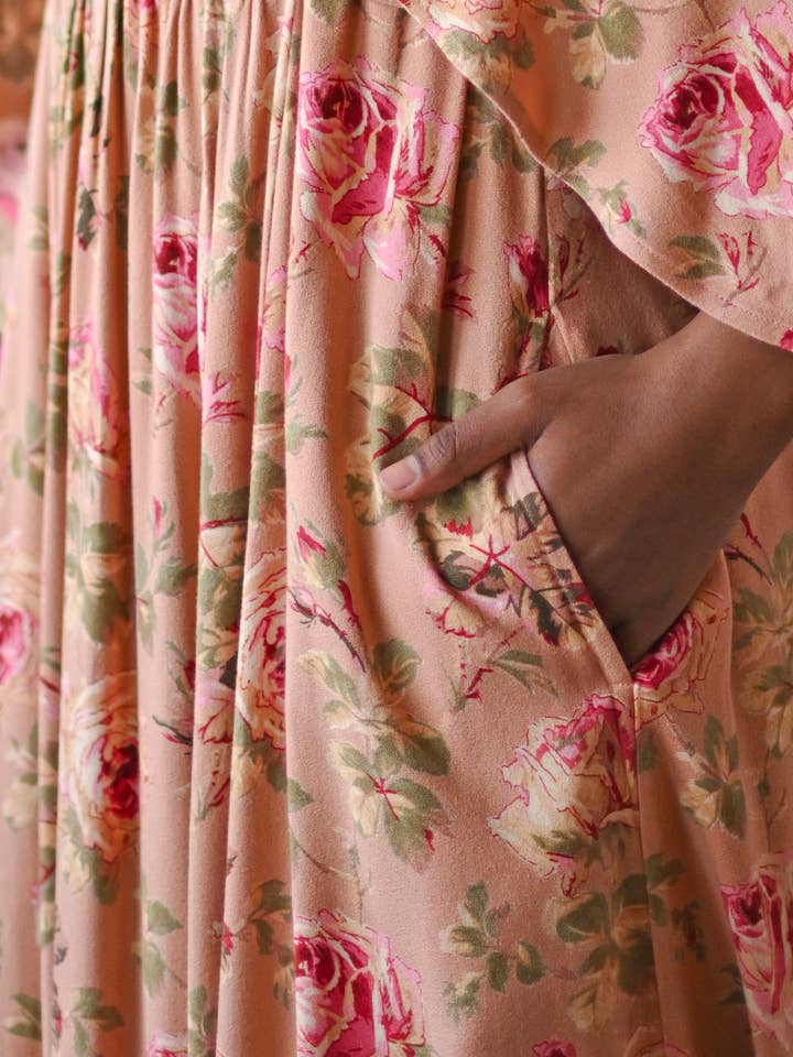 April Cornell Apparel - Wholesale Jurk - Dames - Gisteren Rozen Gesmokte Jurk3