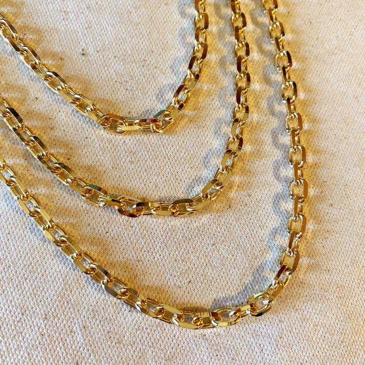GoldFi - Wholesale Link & Chain Necklace - Gorgeous 18k Gold Filled Diamond Cut Anchor Chain Necklace