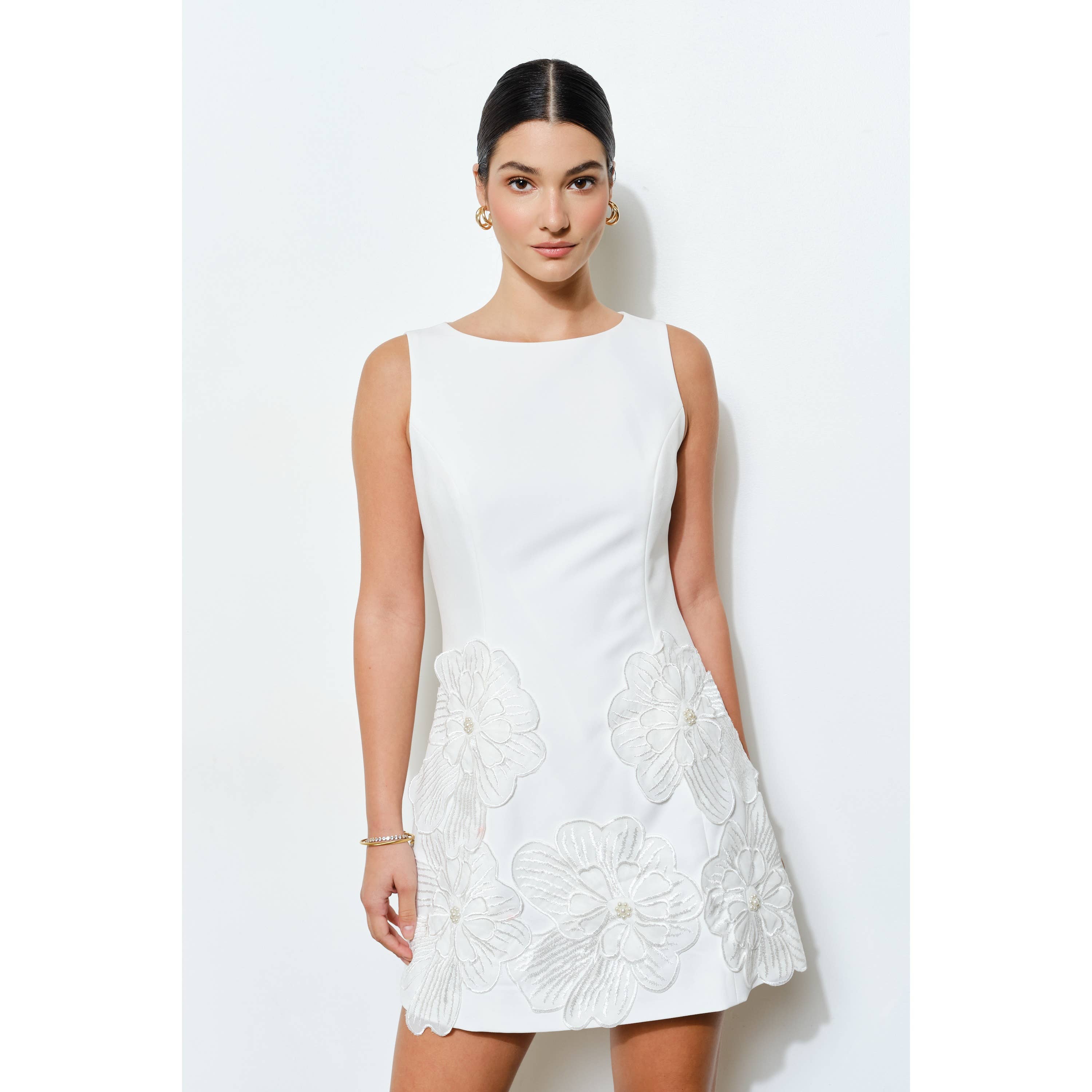 INA - Wholesale Dress - Women's - Floral Applique Sleeveless Mini Dress9