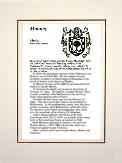 Mooney for wholesale by Family Histories