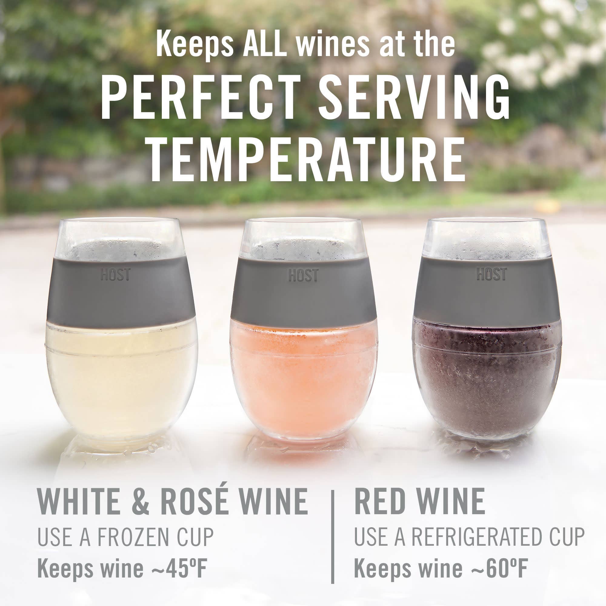 HOST - Vente Verres à vin - Coupes de refroidissement Wine FREEZE™ avec gel réfrigérant en menthe, ensemble de 25