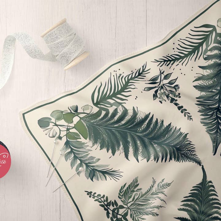 SueSilkHK - Wholesale Scarf - Women's - Vintage Hand-Drawn Fern Pattern Silk Scarf - Designer Original - Customizable Fabric and Size - Women's Scarf - Gift for Her7
