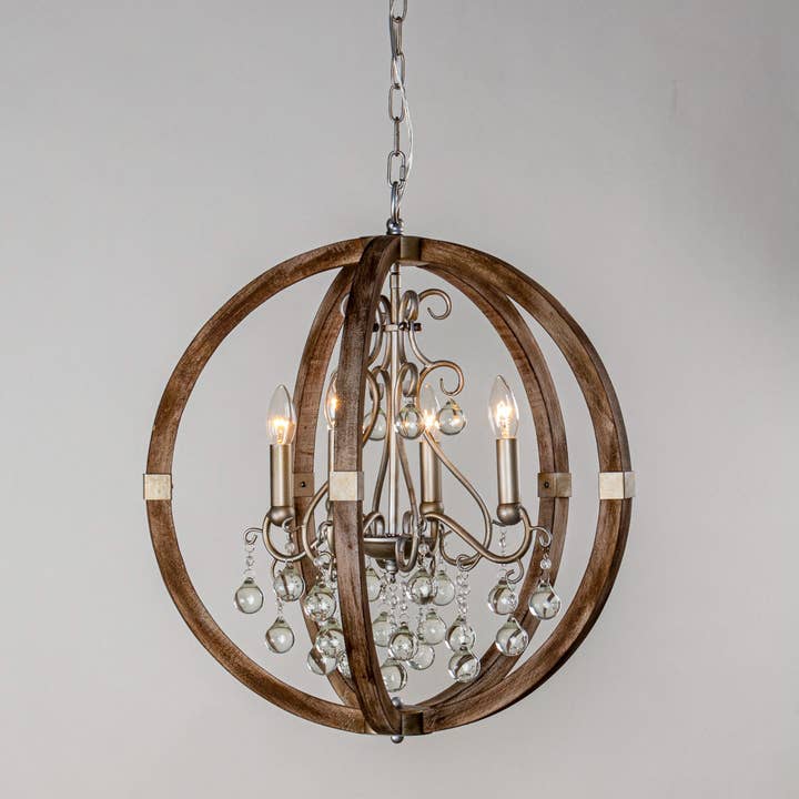 Brio Lighting - Wholesale Chandelier/Hanging Light - Lusteria Rustic Brown 4-Light Caged Pendant Light14