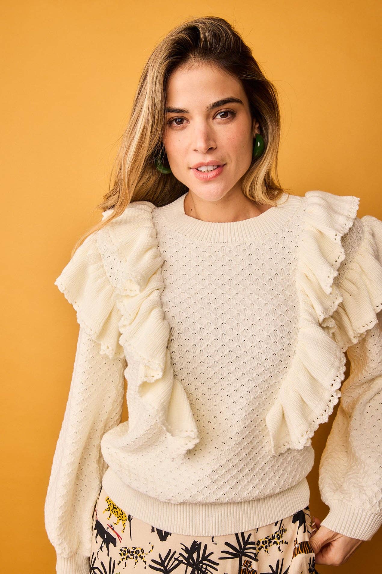 Smile – Pulôver - Mulher por atacado – Jersey Ninho Branco2
