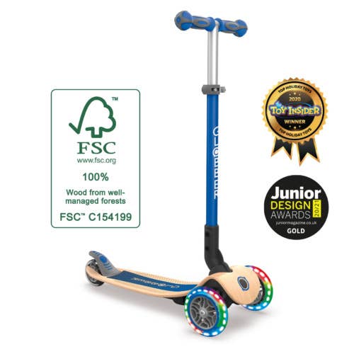 Globber - Wholesale Bike/Scooter - Kids - Primo Foldable Wood Lights  3-Wheel Wooden Foldable Scooter