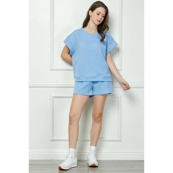 Veveret - Wholesale Knit Top - Women's - Patterned French Terry Short Sleeve Top