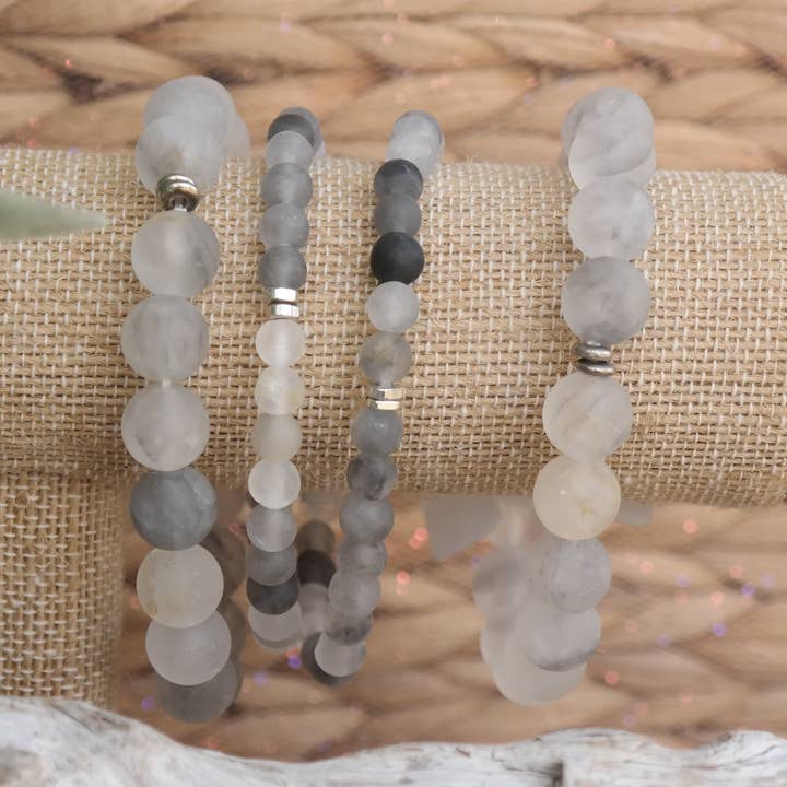 Cloudy Quartz Healing Gemstone Bracelet Pack of 3 for wholesale by Love and Grace