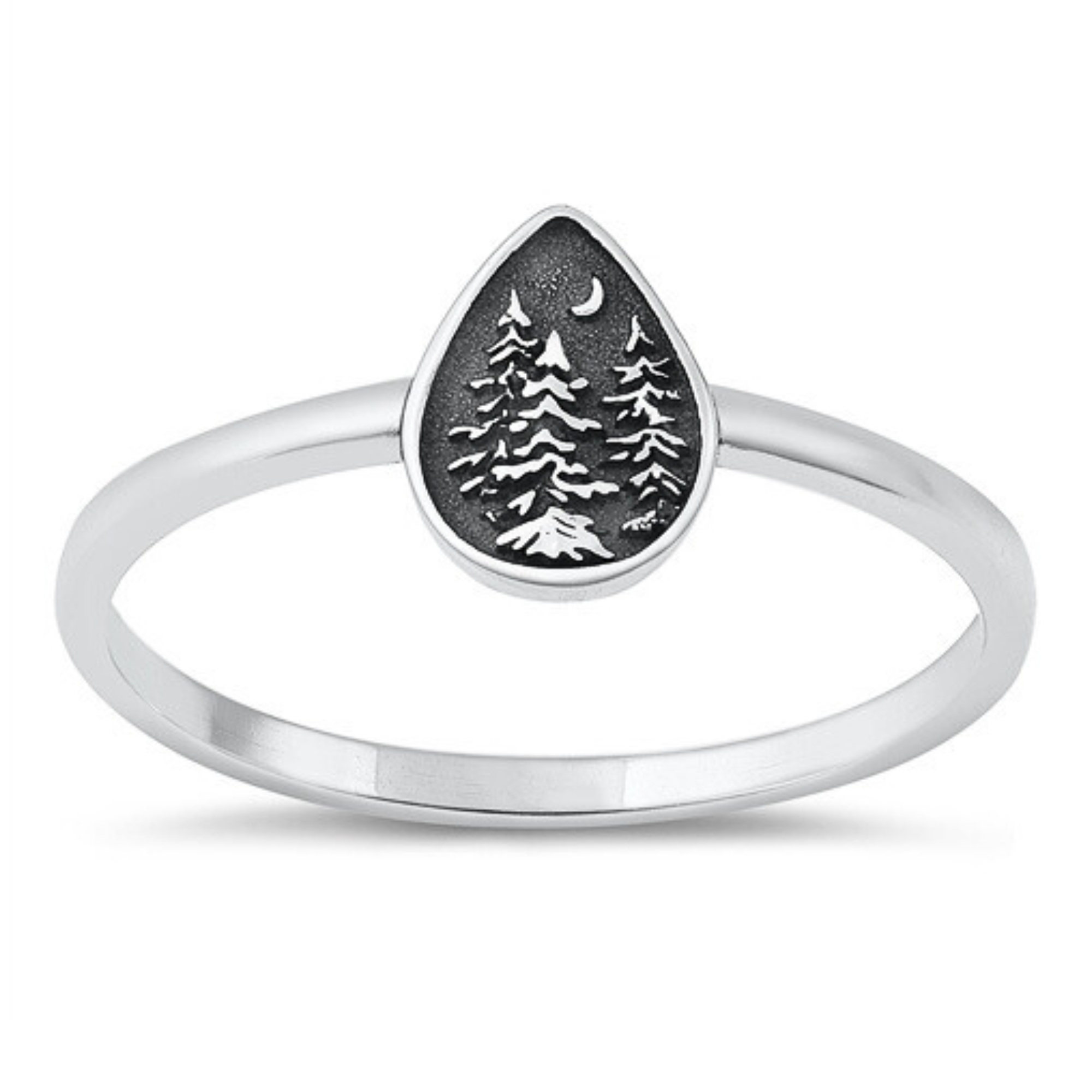 Moonrise Jewelry - Wholesale Band/Stacked Ring - R-155 Trees and Moon Ring0