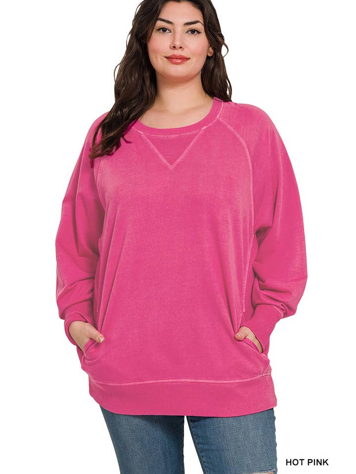 Vanilla Monkey - Wholesale Sweatshirt - Women's - Plus Pigment Dyed French Terry Pullover21