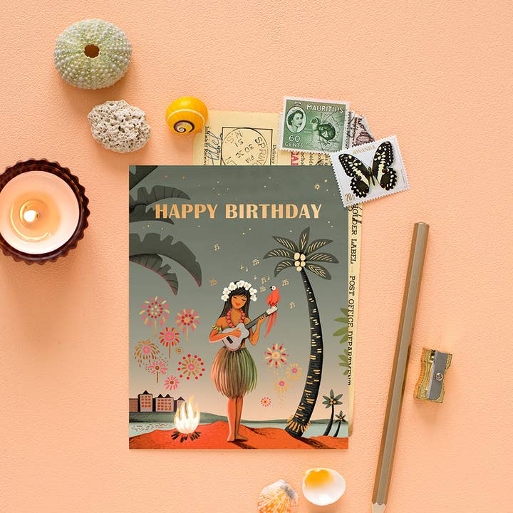 JooJoo Paper - Wholesale Birthday Card - Hawaii Girl Birthday Greeting Card