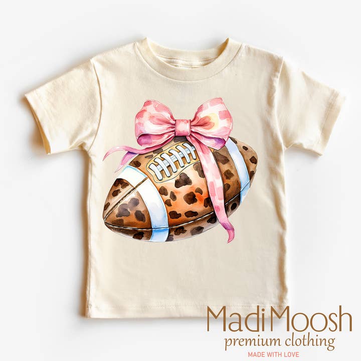 Leopard Football And Pink Bow Shirt - Football Tee for wholesale by Madi Moosh