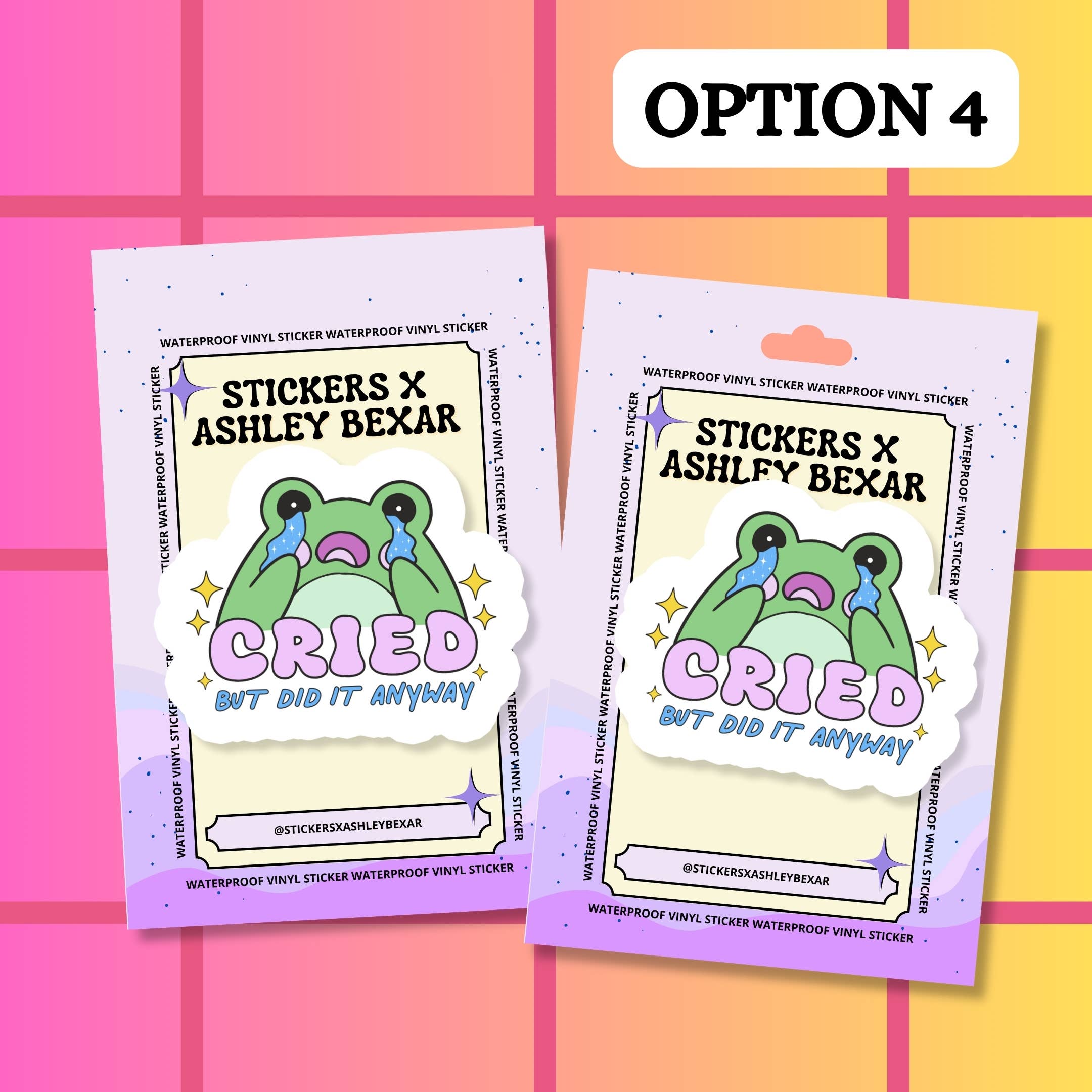 Stickers+ X Ashley Bexar - Wholesale Sticker - Frog Cry Relatable Mental Health Waterproof Vinyl Sticker5