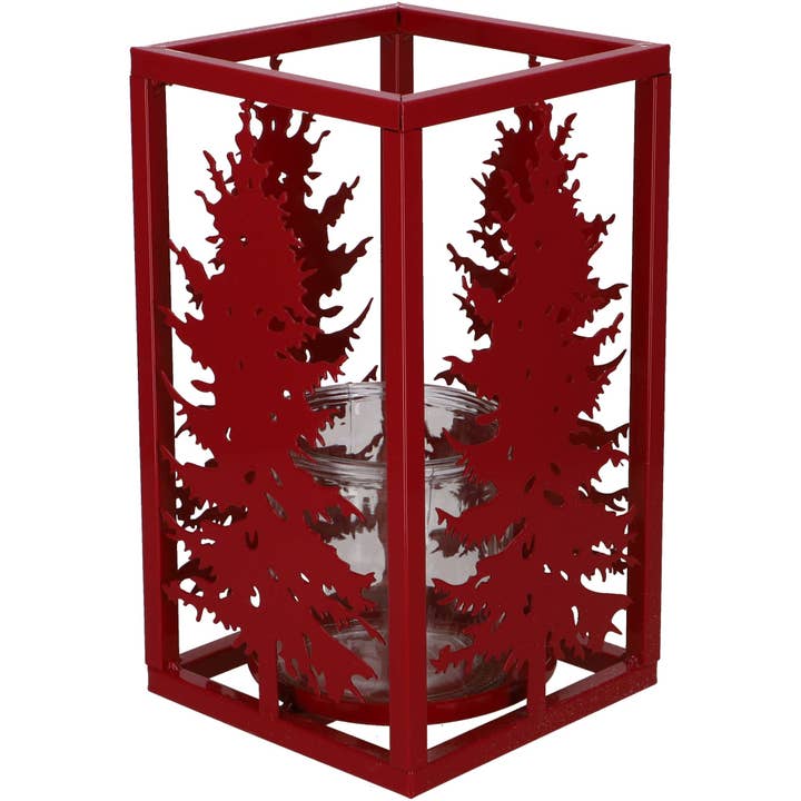 Sirka metal lantern, L14cm, W14cm, H25cm, red for wholesale by Vosteen